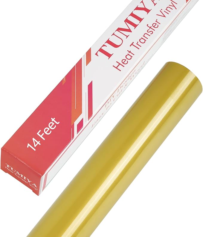 TUMIYA Heat Transfer Vinyl Roll, 12 in x 14 Feet Gold HTV Vinyl
