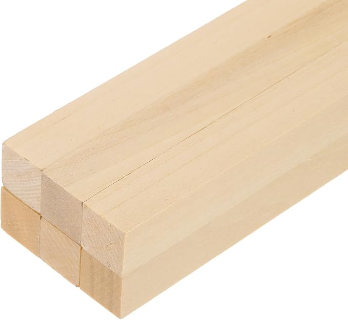 MECCANIXITY 6Pcs Basswood Sticks, 1/4" x 1/4" x 16" Square Wooden Dowel Rods
