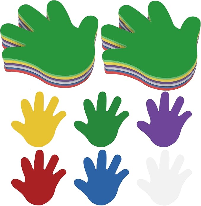 Ireer 48 Pcs Large Foam Hand Cutouts 6 Inch Assorted Color Handprint Die Cuts
