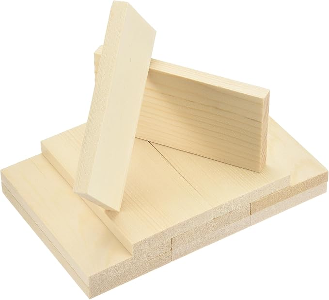 MECCANIXITY 10Pcs Wood Strips Slats, 5/16" x 2" x 4" Thin Wood Sticks Flat