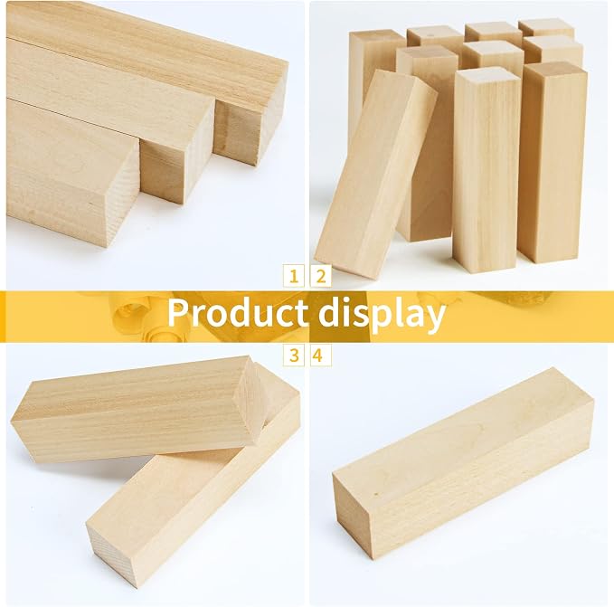 10 Pack Basswood Carving Blocks, Unfinished Wood Whittling Blocks