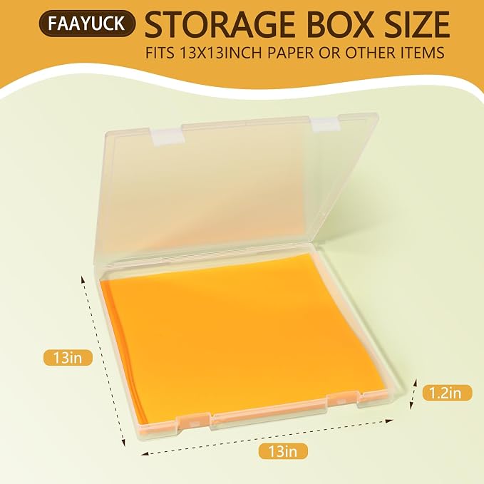 12x12 Inch Scrapbook Paper Storage, 4 Pack Plastic Paper Storage Box