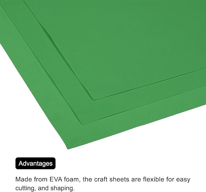 MECCANIXITY EVA Foam Sheets Grass Green 19.7 Inch x 19.3 Inch 1mm Thick Crafts