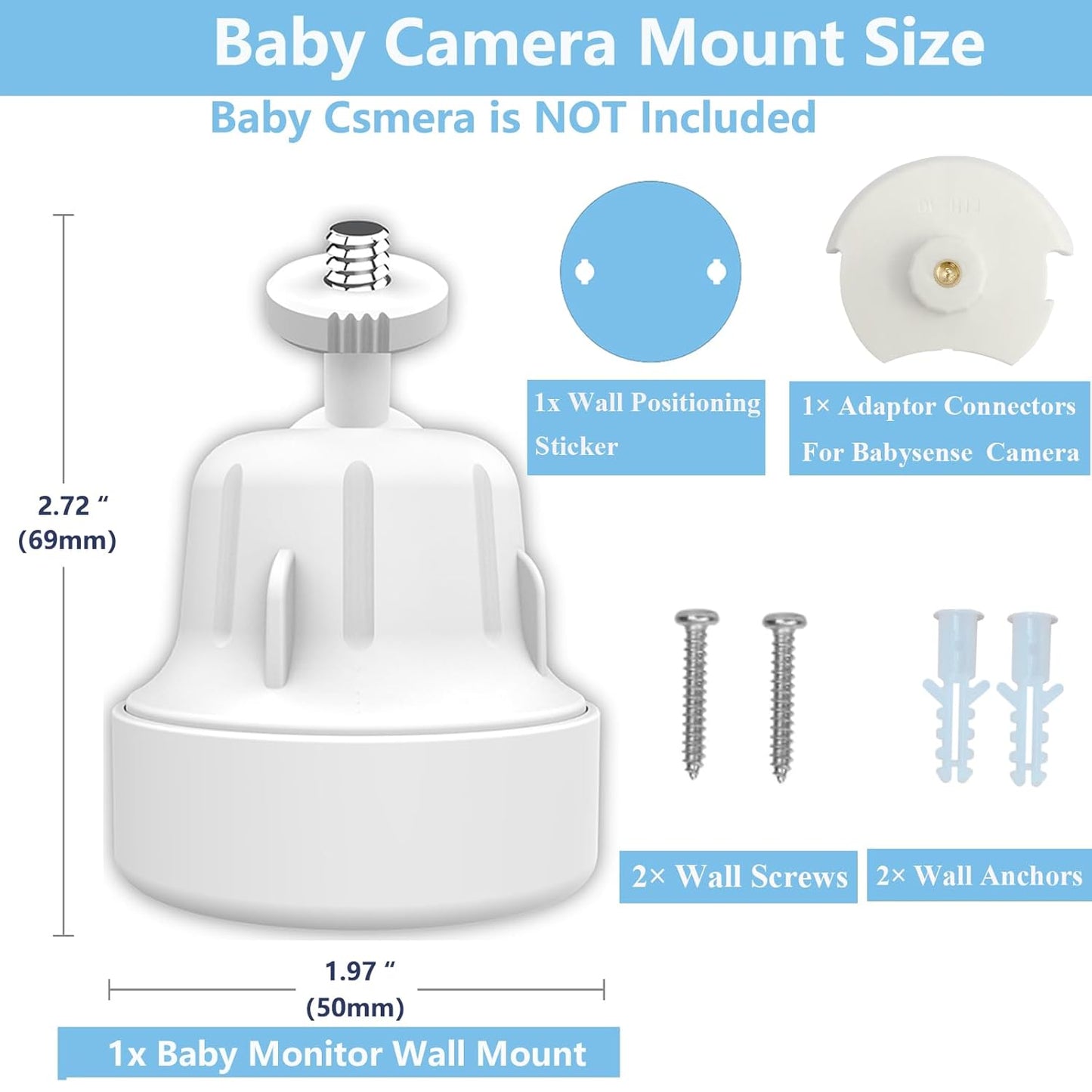 Flexible Baby Monitor Mount Stand Compatible with Babysense Max View V43/HD S2/V24R/PRISMA Baby Camera and Other with 1/4" Threaded Hole Camera, Adjustable Baby Monitor Wall Mount Stand Holder