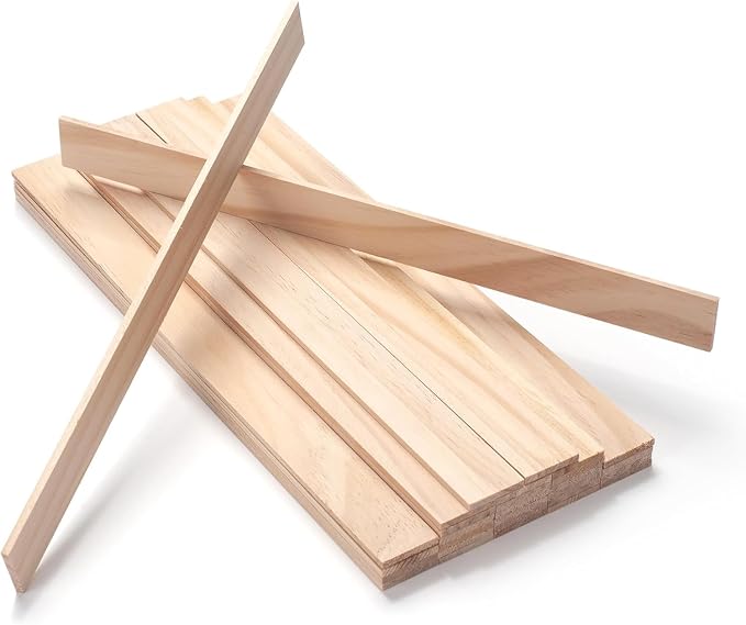 Wooden Dowels for Crafts, Wood Trim Wood Strips Slats for Wall 1/8" × 1" × 12"