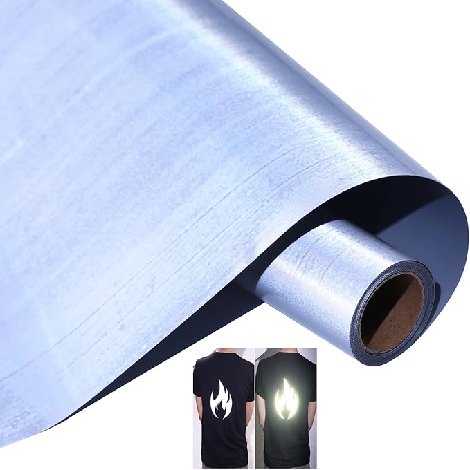 Reflective HTV Reflective Heat Transfer Vinyl Silver Gray Vinyl Rolls 12Inch x