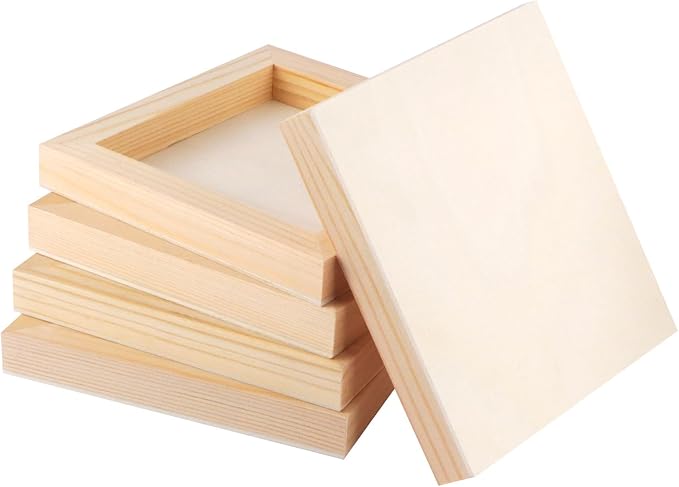 FSWCCK 5 Pack 6 x 6 inch Wood Panel Boards, Unfinished Wood Canvas Panels