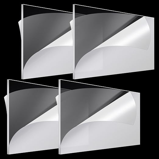 Roowest 4 Pcs 24 x 48 Inch, 1/8 Inch Thick Clear Acrylic Sheets Plastic