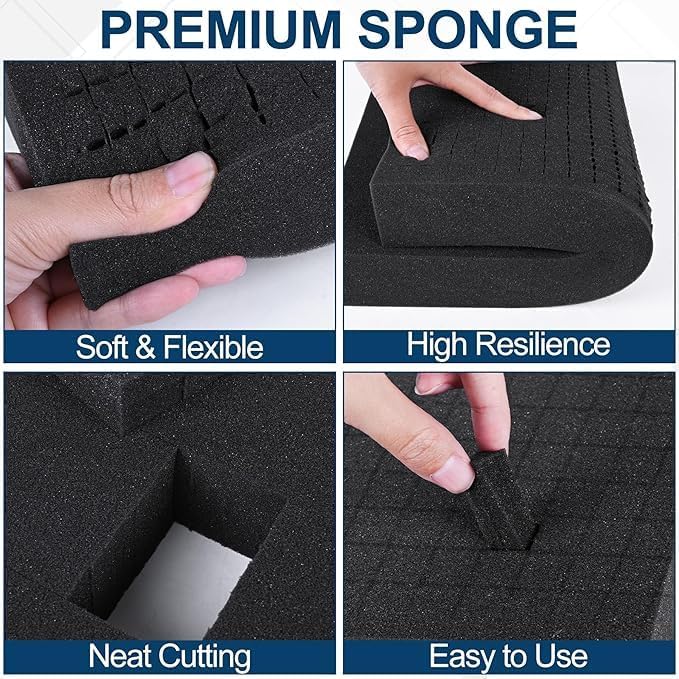 4 Pcs Pick and Pluck Foam Sheets 16" L x 12" W x 1" T Polyurethane Pick Apart