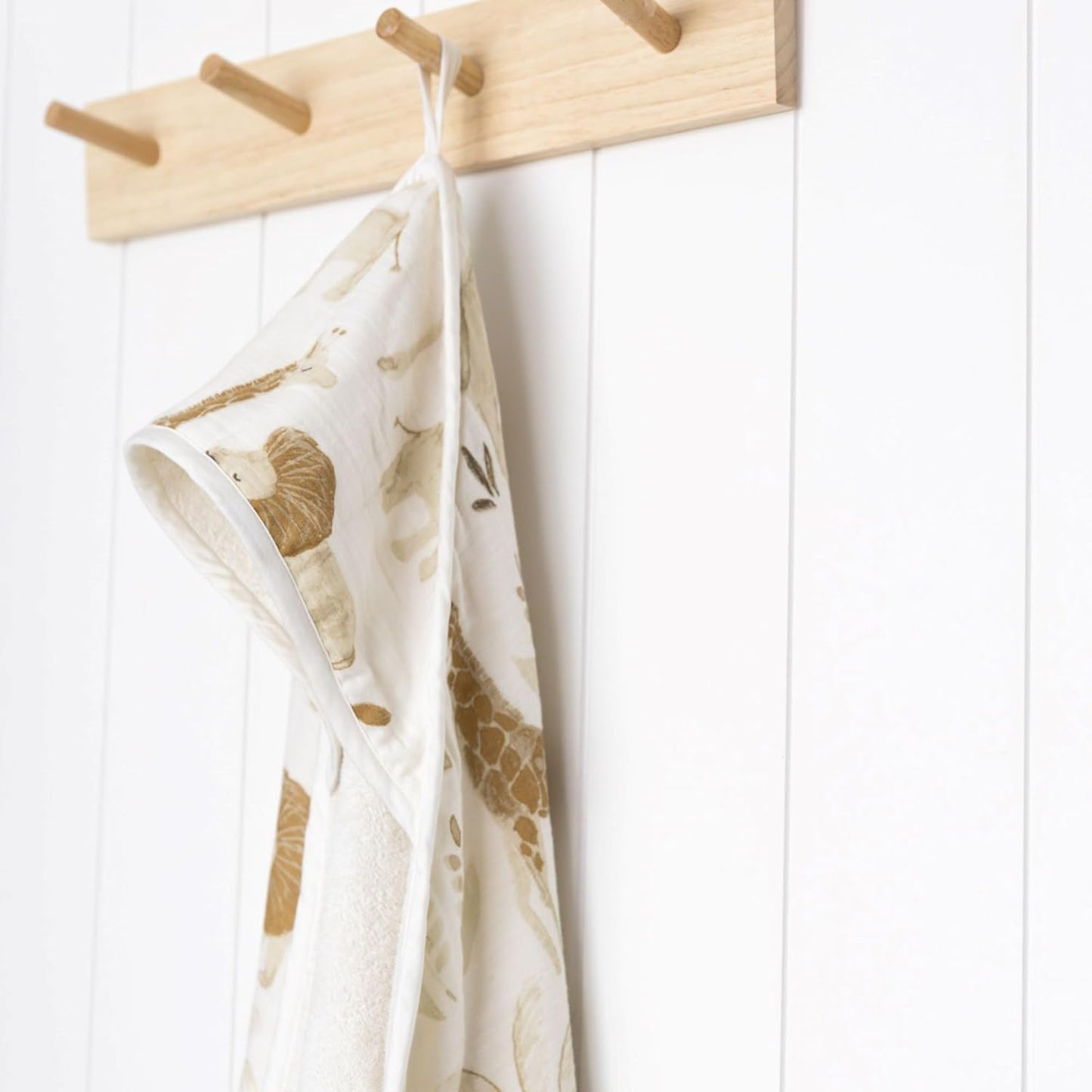 Crane Hooded Towel - 100% Cotton Terry Cloth Hooded Towels, Safari Animal Pattern, 30" x 30", Perfect for Babies' Bath, Pool, Beach & Travel