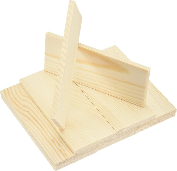 MECCANIXITY 10Pcs Wood Strips Slats, 3/16" x 1‑5/8" x 4" Thin Wood Sticks Flat