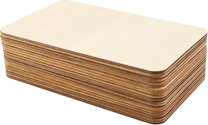 ZOENHOU 100 PCS 6 x4 Inch Unfinished Basswood Blanks, Rectangle Wood Pieces
