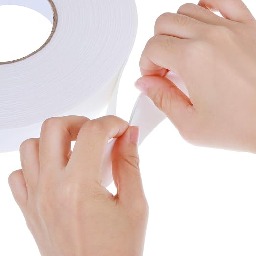 Tatuo 2 Rolls Double Sided Foam Tape 1 Inch by 50 Feet White PE Foam Tape