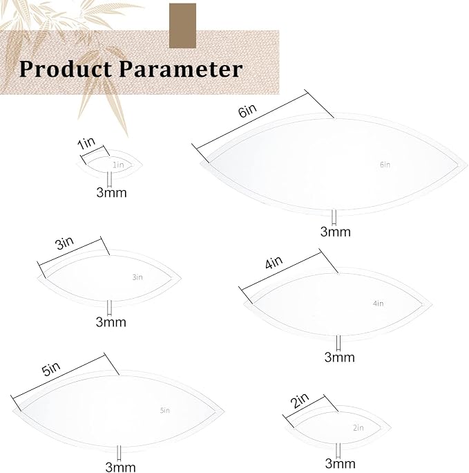 BENECREAT 6PCS Leaf Quilting Templates Set, Quilting Sewing Needlework Craft