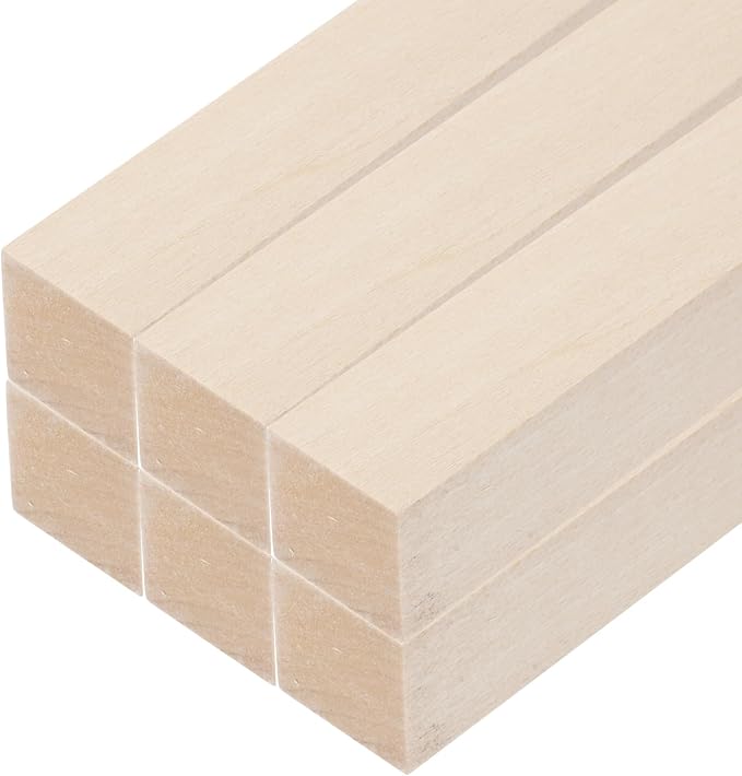 MECCANIXITY 6pcs Wood Sticks, 7/8"x 7/8" x 12" Rectangle Wooden Cube Wood
