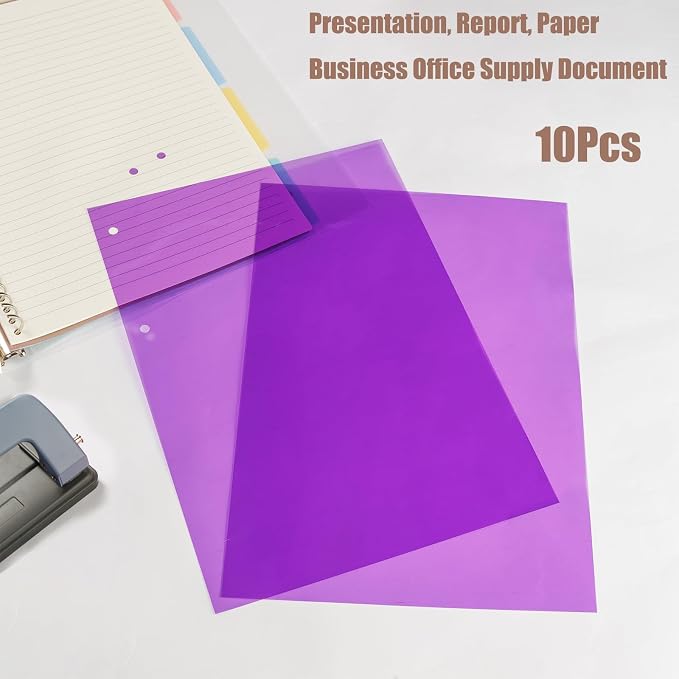 10-Pack A4 Colored PVC Flexible Plastic Sheets, 0.3mm Purple Transparent Film