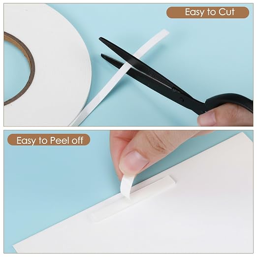 Tatuo 2 Rolls Double Sided Foam Tape PE Foam Tape Sponge Soft Mounting Adhesive