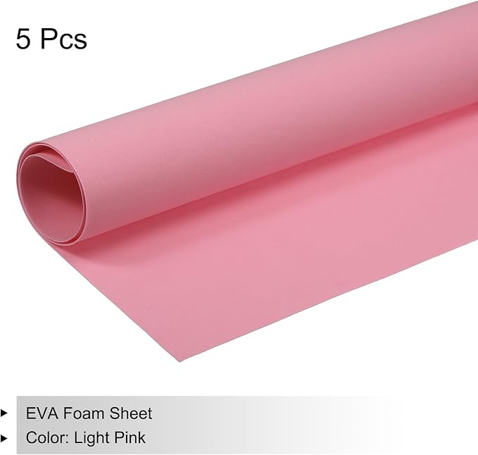 MECCANIXITY EVA Foam Sheets Light Pink 19.7 Inch x 19.3 Inch 1mm Thick Crafts