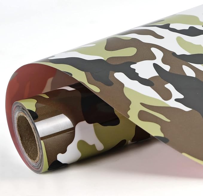 FUNKAKA Camo Army Earthy HTV Heat Transfer Vinyl Rolls, Stretchy PU HTV Vinyl