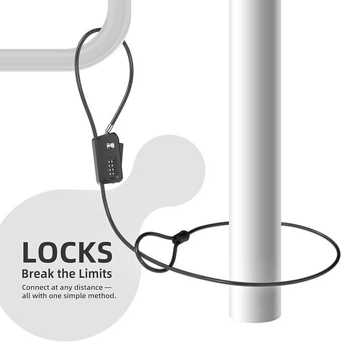 6ft Python Cable Lock for Bike, Bicycle, Trail Camera Locking, 4 Digit Combination Lock Outdoor Use, Heavy Duty Anti Theft, Long Security Cable Wire Candado for Trail Cam, eBike, Kayak