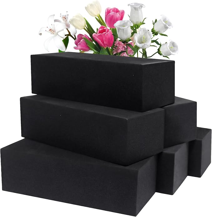 Prashent 6 Pcs Black Floral Foam Blocks