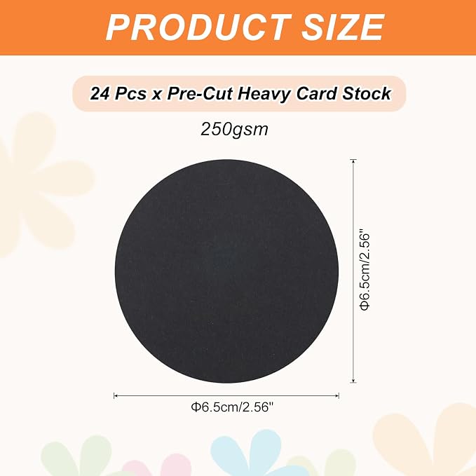 MECCANIXITY 24 Pcs Circle Card Stock, 2.6 Inch Round Cutouts Paper Thick