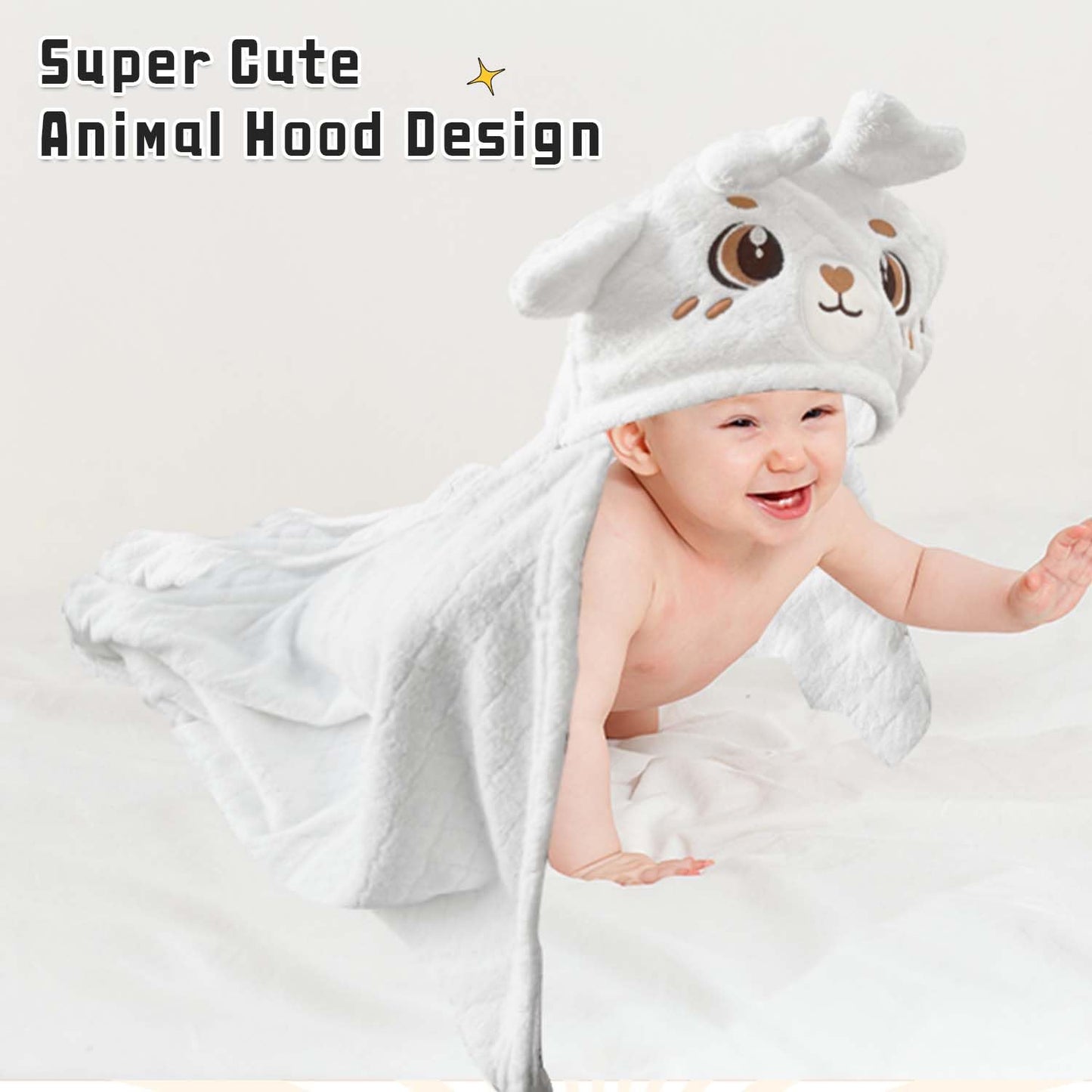 Toddler Bath Towel Hooded Kids Bath Towels Baby Towels with Hood Toddler Towels for Boy Girl 0-5 Years, 2-Pack Absorbent Baby Bath Towels Hooded Kids Bath Large 50''x32''