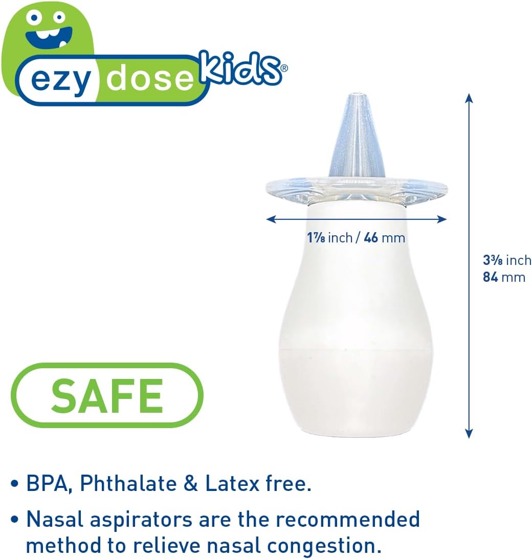 Ezy Dose Kids Nasal Aspirator with Soft Tip, Sinus Relief and Mucus Sucker for Baby and Toddler, Nose-Pals, Convenient and Easy to Use, Gentle Removal, BPA Free