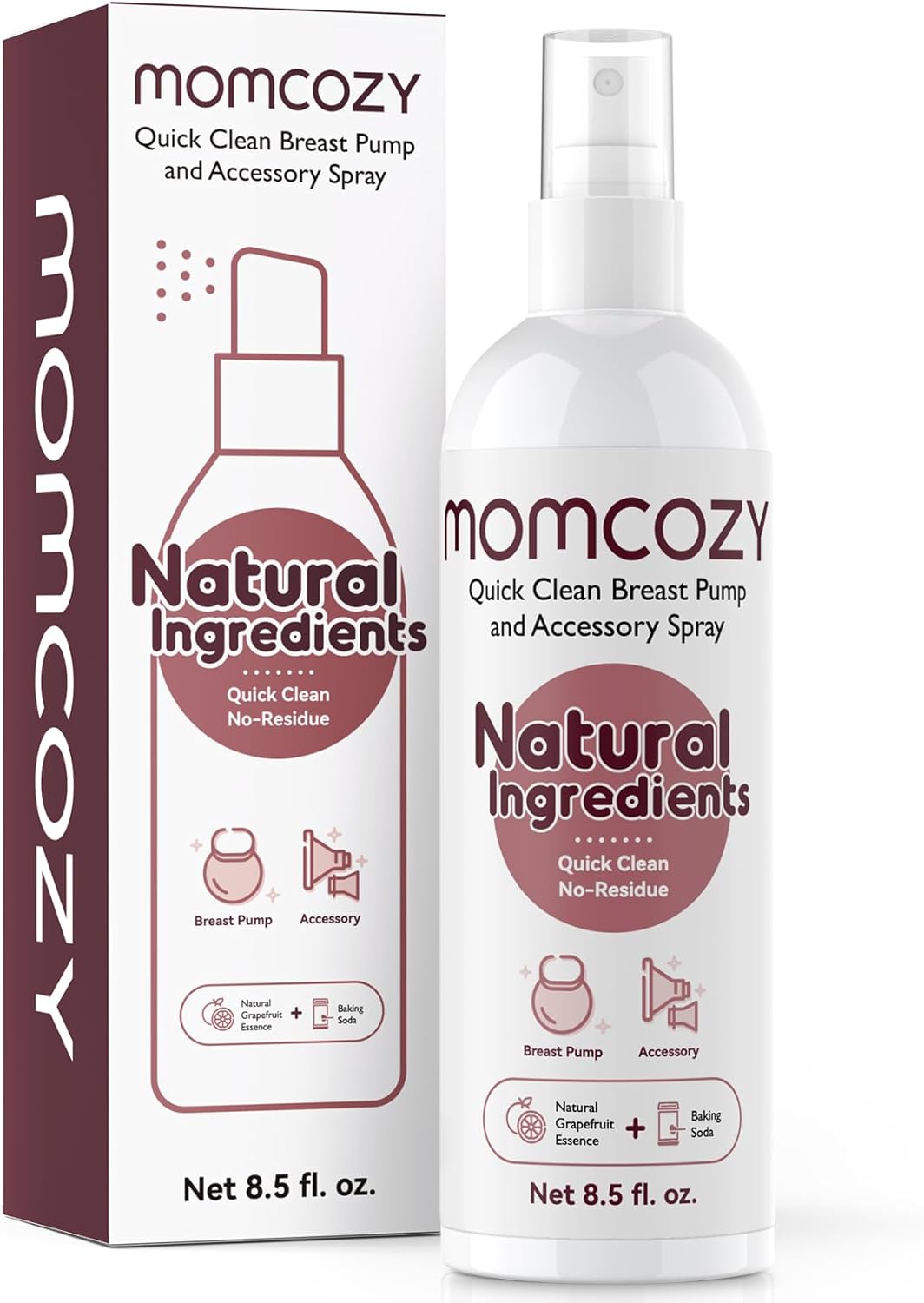 Momcozy Portable Breast Pump Cleaning Spray, Effective Milk Fat Removal & Residue-Free, Natural Grapefruit Scent, Pump Spray for Breast Pump or Accessories, and Other Baby Products, 8.5 Fl Oz