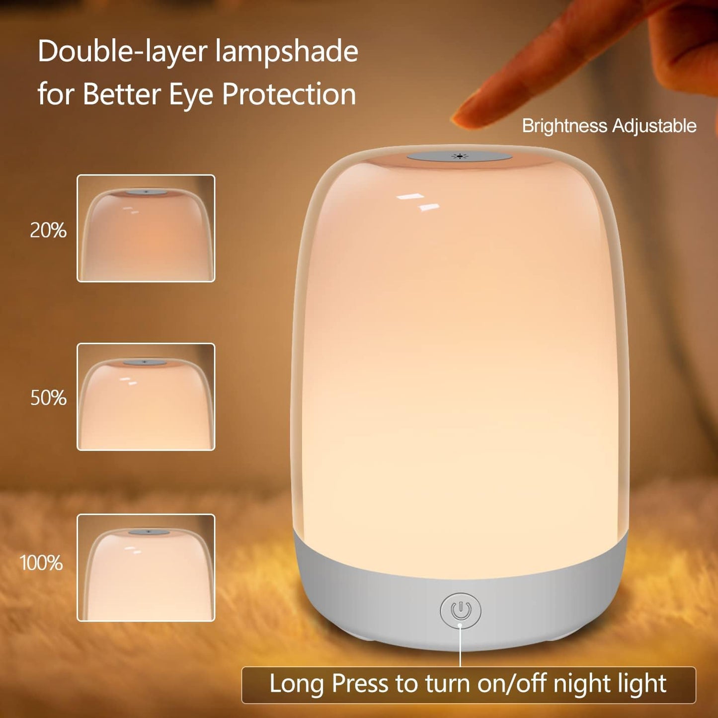 Nursery Light for Kids, Baby Night Light with Dimmable Warm & 5 Color Changing Lights, USB Rechargeable Lamp for Breastfeeding, Toddlers
