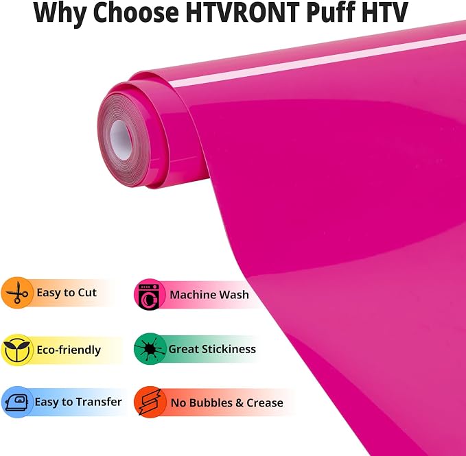 HTVRONT Puff Vinyl Heat Transfer, Puff Iron on Vinyl
