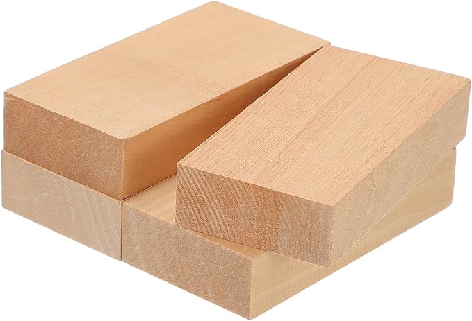 MECCANIXITY 4Pcs Basswood Carving Block, 0.8"x2"x4" Square Wooden Dowels Blocks