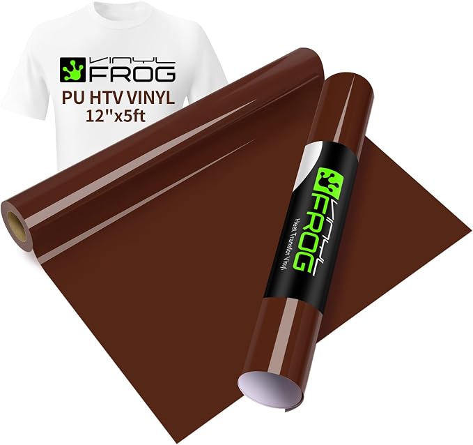 VINYL FROG Brown Heat Transfer Vinyl Roll 12" x5ft Matte HTV Vinyl | Brown Iron