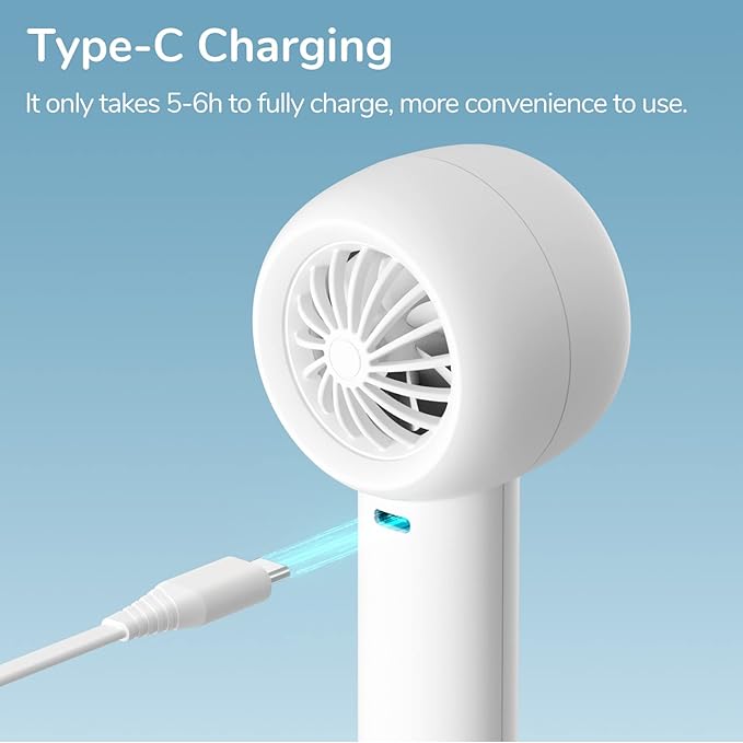 JISULIFE Mini Portable Fan-Bladeless Safe Design, Powerful Turbo Handheld Fan with 5 Speeds, 16Hrs Max Cooling Time，USB Rechargeable, Small Pocket for Travel/Lash, Gifts For Girls/Women