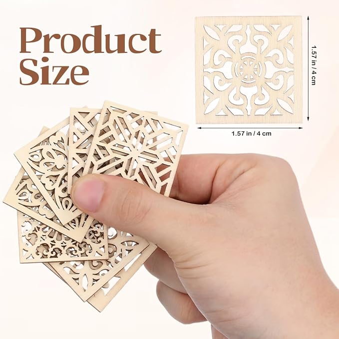 Abaodam 20Pcs Wooden Cutouts for Crafts Flower Chip Decoration DIY Unfinished