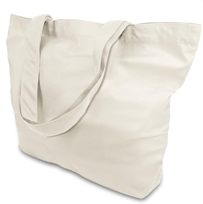 TOPDesign 3-Pack Super Strong Large 12oz Cotton Canvas Tote Bags, Reusable