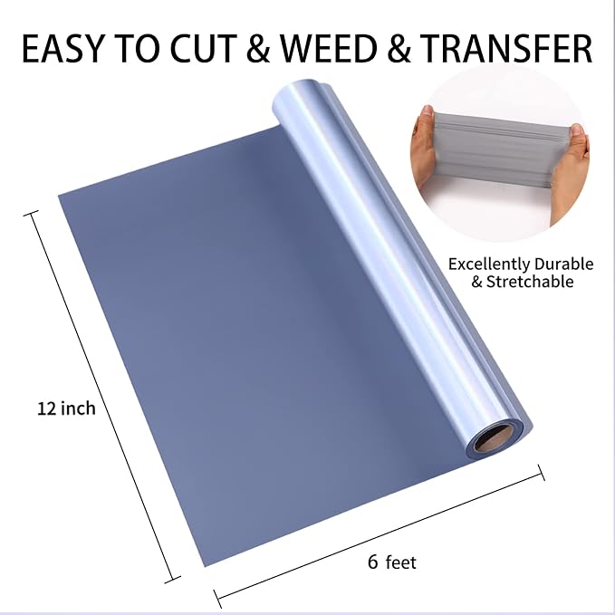 Reflective Heat Transfer Vinyl Silver Reflective HTV Vinyl Rolls 12inch x 6feet