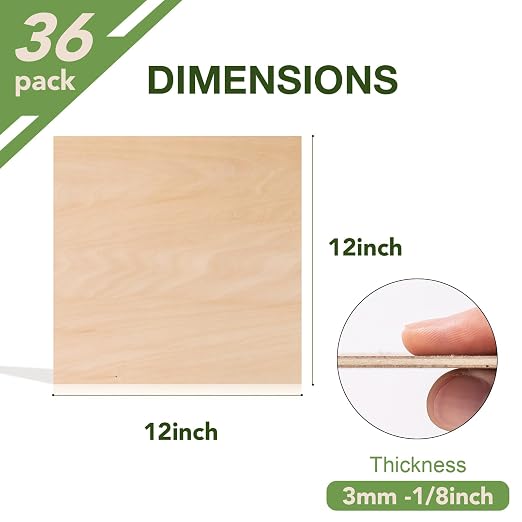 36 Pack Basswood Sheets, 3mm Plywood