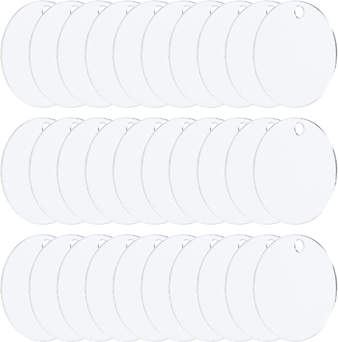 PATIKIL 1.2" Dia. Acrylic Circles, 30 Pack Round Clear Plastic Sheet Ornament