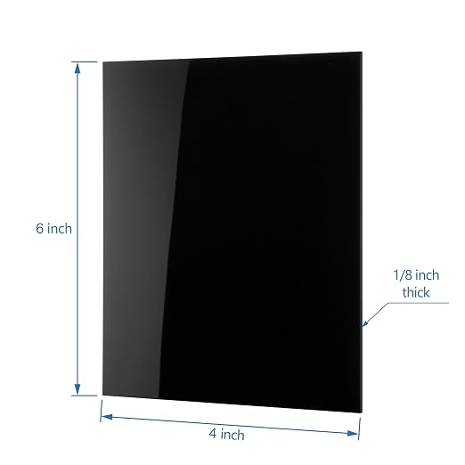 KAITELA Pack of 10 Black Acrylic Sheet 4" x 6" Cast Plexiglass Panel 1/8" Thick
