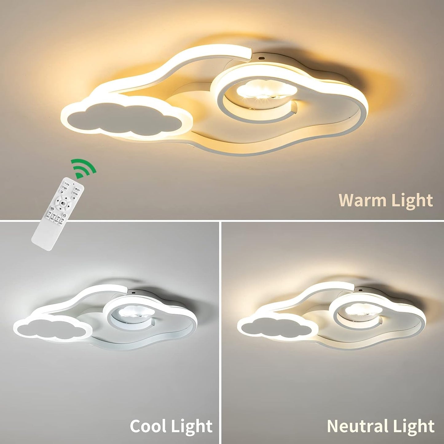 Tioolo Modern LED Ceiling Light Dimmable Cloud Ceiling Lights Flush Mount Acrylic Ceiling Lamp with Remote Creative Cartoon Ceiling Lighting Fixture for Boy Girl Room Bedroom Living Room 42W/White