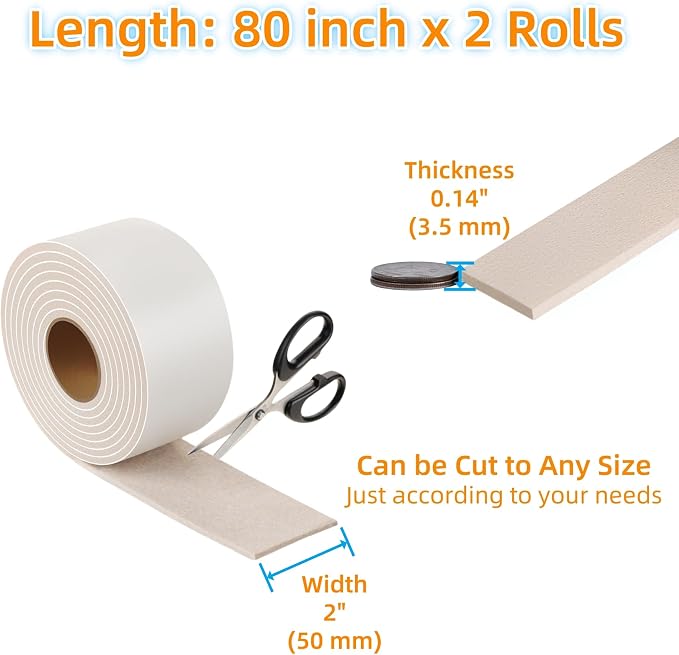 Felt Strips with Adhesive Backing – Furnigear Heavy Duty Cuttable Felt Tape