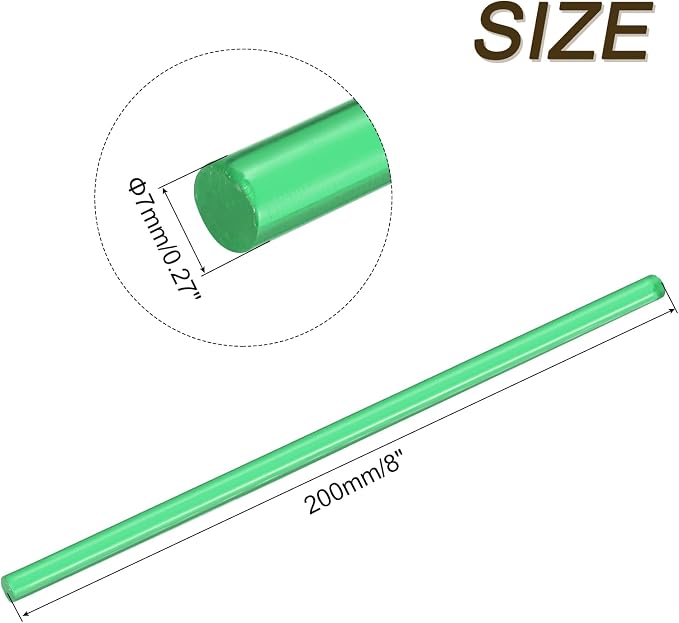 uxcell Mini Hot Glue Sticks for Glue Gun 7mm x 200mm Transparent Green 12pcs
