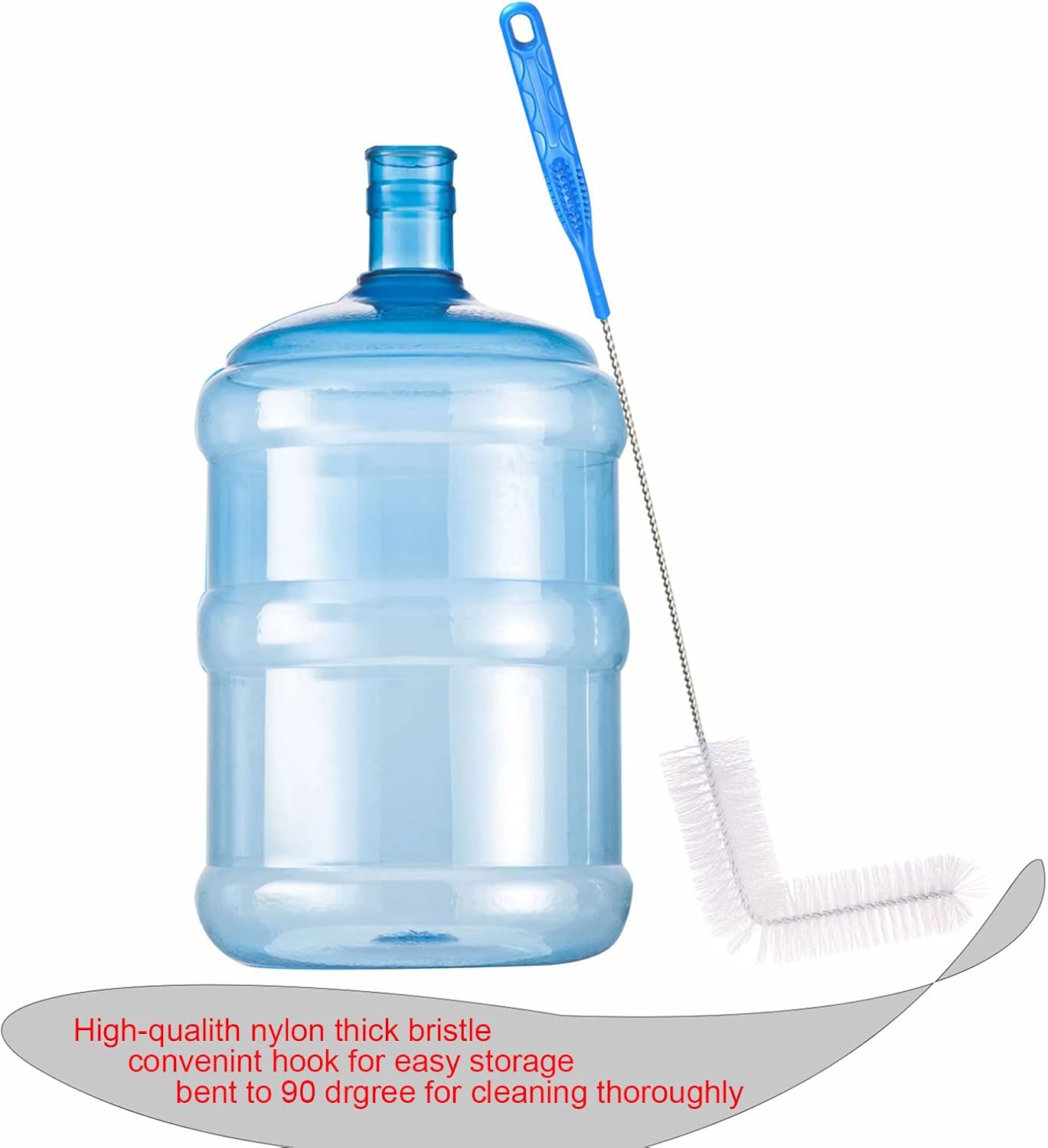 Carboy Brush, Cleaning 2 Piece 30 inch Nylon Brushes, and Stainless Steel Extended Handle Water Bottle Brushes for 3 5 6 6.5 Gallon Glass Jugs Fermenters L-Bend Wire DHUAYT47665