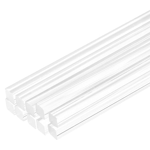 MECCANIXITY 10pcs Acrylic Square Rods 1/16" x 10" Clear Acrylic Dowel Rods