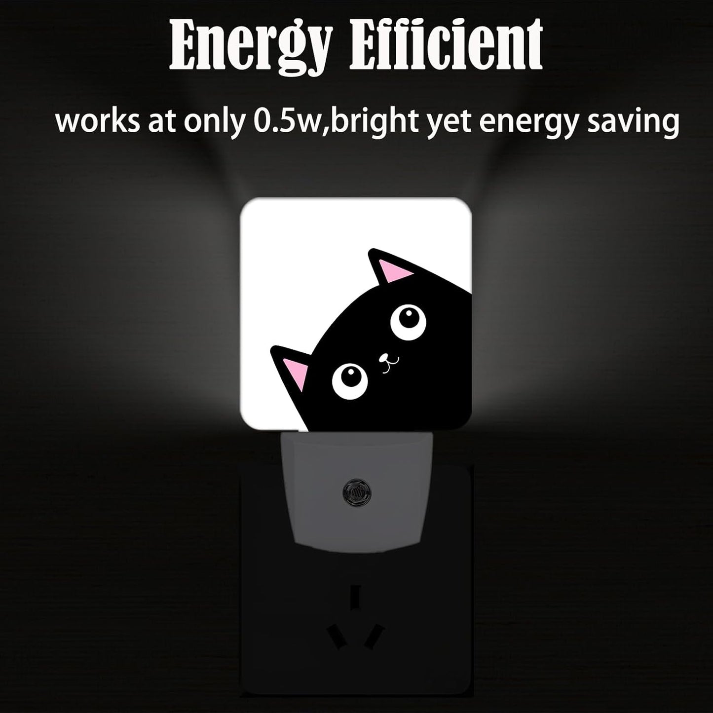 Black Cat Night Light,Plug Into Wall Decor for Stairway,Hallway,Kitchen,Dusk to Dawn Sensor Nightlights for Boys/Girls/Women/Men Room Gifts