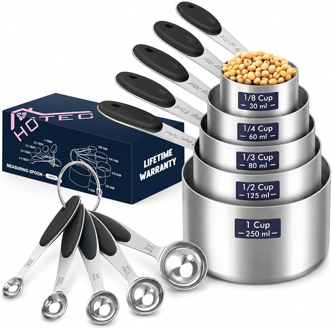HOTEC 10-PACK Measuring Cups and Spoons Set, Kitchen Gadagets Cooking Baking