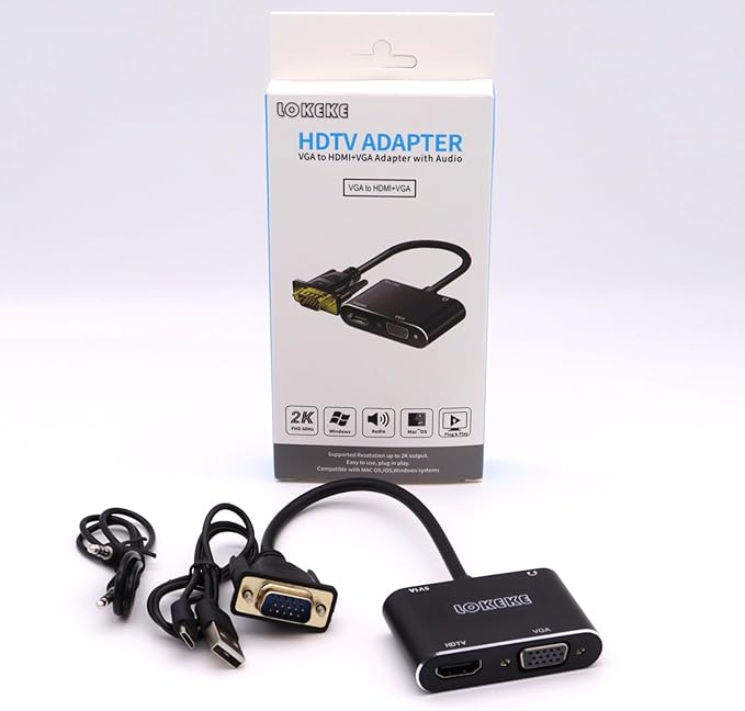 GrayRabbit VGA to HDMI Adapter with Audio and USB Cables for Computers, Laptops, Monitors, Projectors, HDTVs