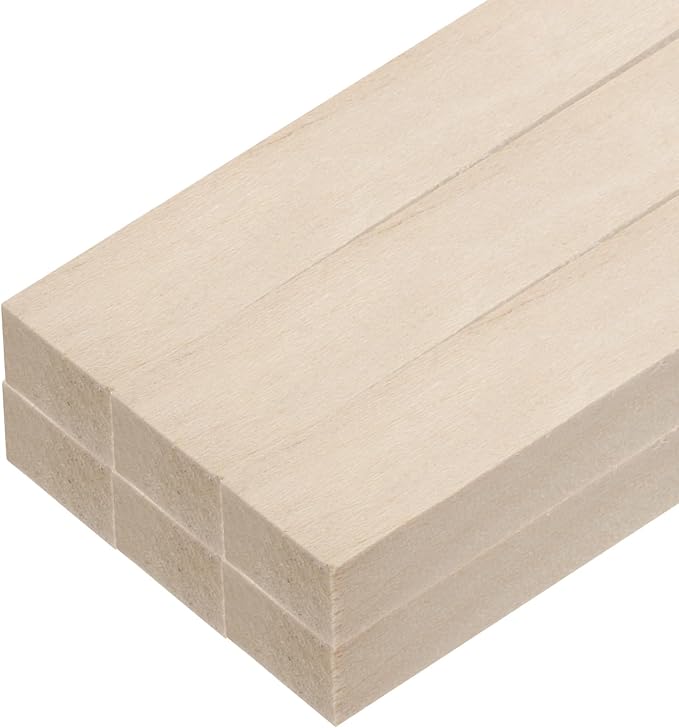 MECCANIXITY 6pcs Wood Sticks, 3/8"x 3/5" x 12" Rectangle Wooden Cube Wood