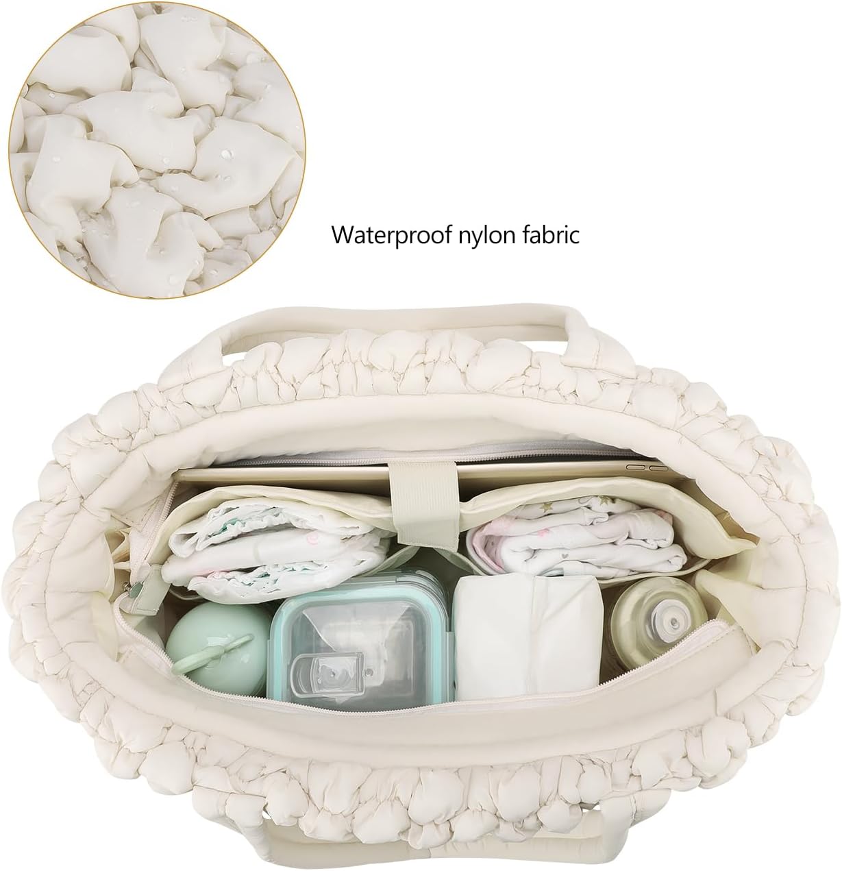 Lmbabter Puffer Quilted Tote Large Diaper Hobo Mommy Bag Hold 16“Laptop Stylish Cloud Handbag Carryall Daypack Travel Work